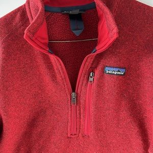 Patagonia Red Fleece Quarter-Zip Sweater